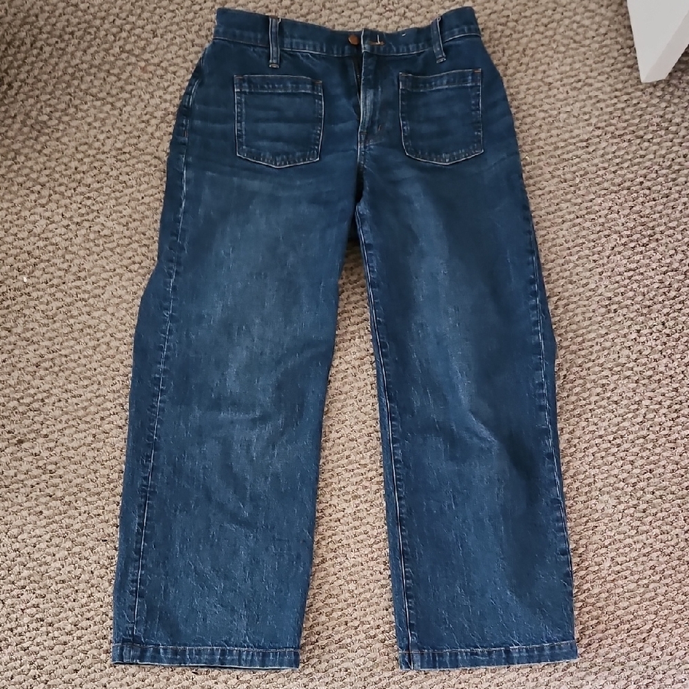 Madewell Perfect Vintage Wide Leg Jean Dark Wash 28p 28 Petite Short 28s